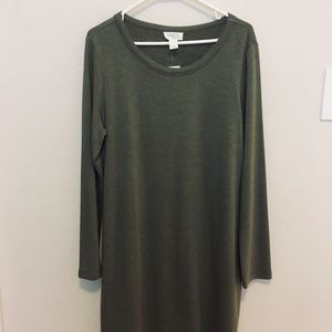 LOFT Army Green Long Sleeve Dress
